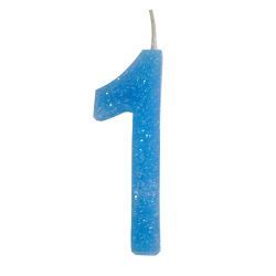 Vela Aniversario Valves Gliter Azul N°1.