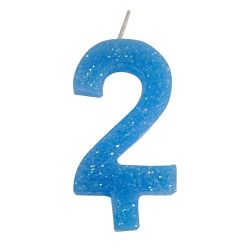 Vela Aniversario Valves Gliter Azul N°2.