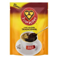Café 3 Corações 50g Refil Solúvel Tradicional.................