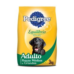 Ração Cães  Pedigree 3kg Equilíbrio Natural Adultos M/g...