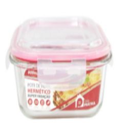 Pote Dislar 520 Ml Com Tampa Hermética Quadrado.