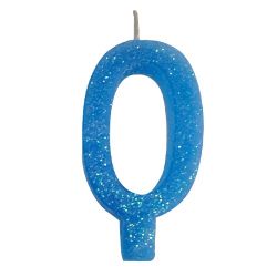 Vela Aniversário Valves Gliter Azul N°0.